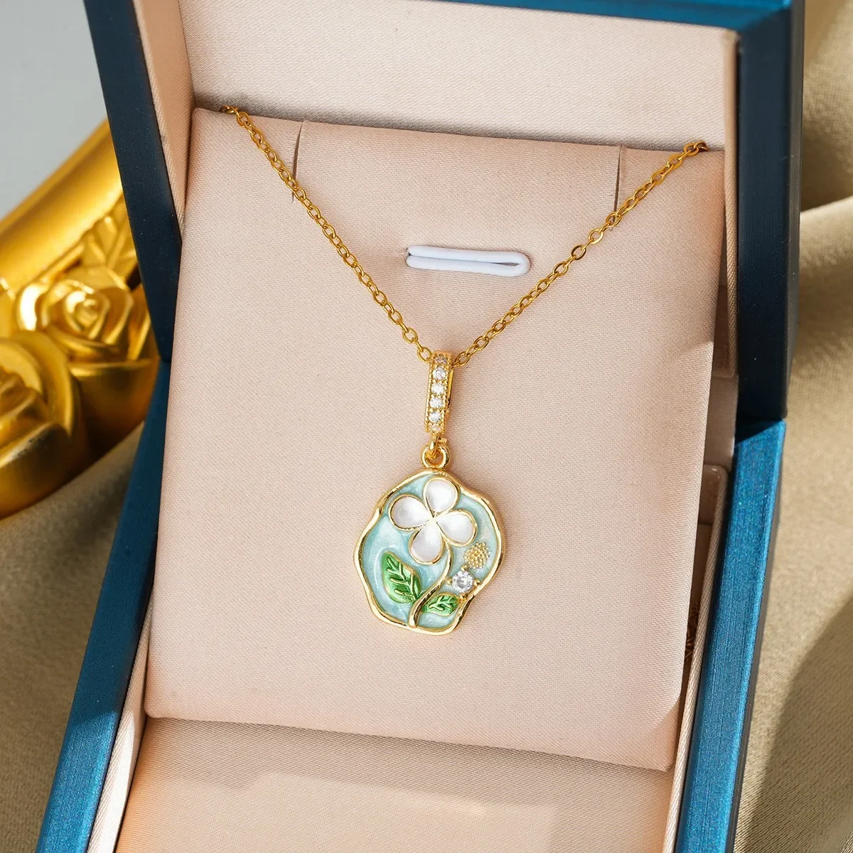 Универсальное женское колье на ключице в стиле картины маслом Сада Моне, с цветочной титановой сталью.