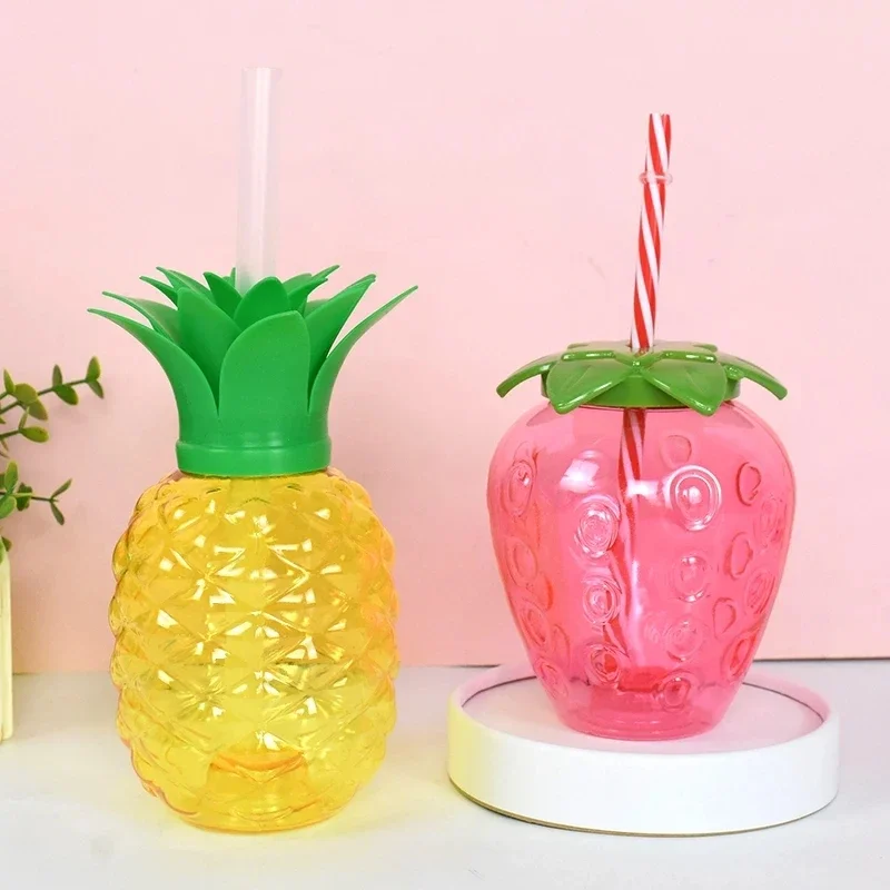 

Hawaiian Summer Party Cup with Straw, Pineapple,Strawberry,Tropical Wedding,Flamingo Lu, Birthday Party Decoration, Drinking Cup