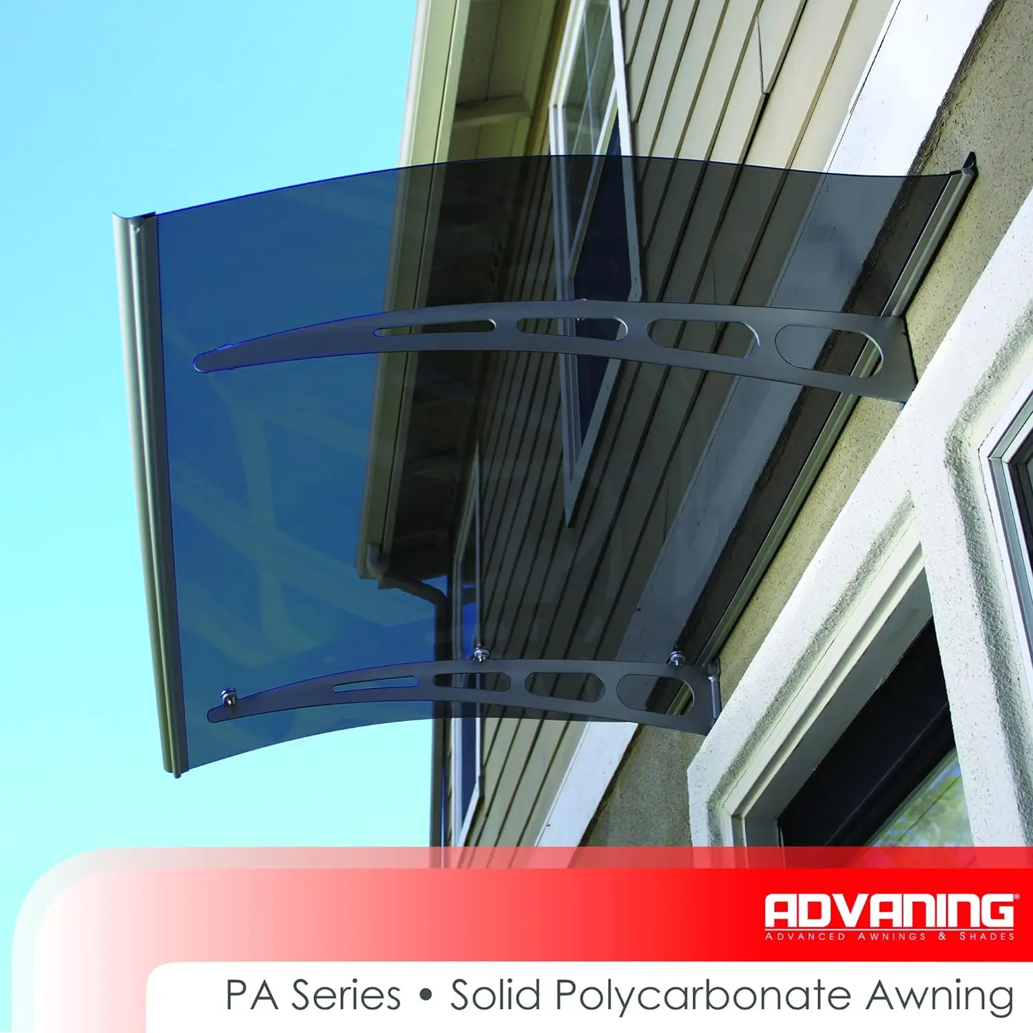 ADVANING DA5935-PSS2A PA Series, Premium Quality Gray Polycarbonate Door/Window Awning Ideal for Rain, Snow