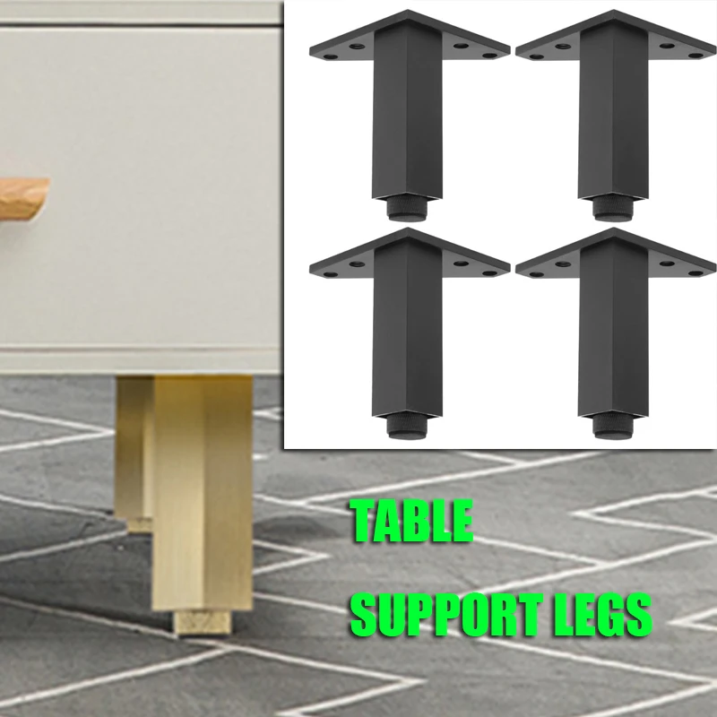

4 Pcs Aluminum Alloy Cabinet Feet Adjustable Foot Cabinets Furniture Legs Kitchen for End Floor Mat Miss Metal Furniture Black