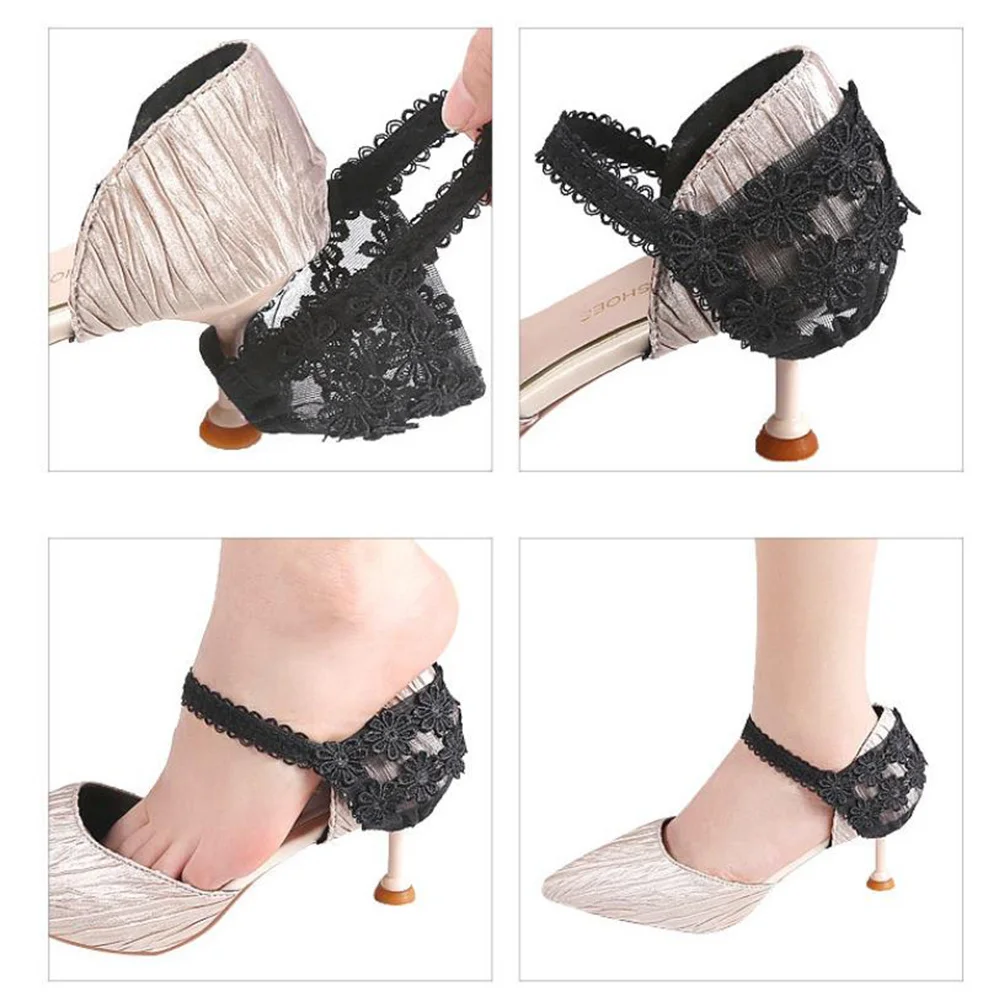 

1 Pair Black L Size Anti-Heel-Slip Elastic For High Heels Women Adjustable Footwear Bands High Heel Shoe Straps Detachable Shoe