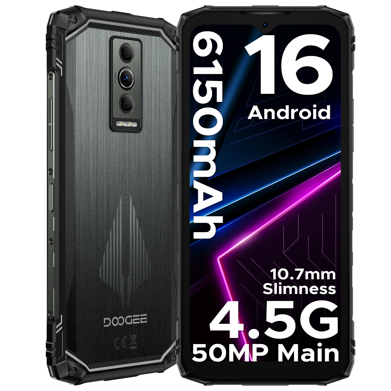 DOOGEE Blade10 Pro Energy robuuste telefoon 12GB+128GB 6.56” HD+ scherm 6150mAh grote batterij 50MP AI camera UNISOC T7250 NFC Android 16 smartphone