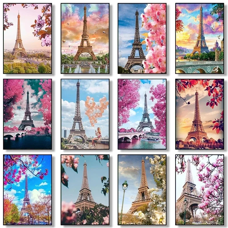 Eiffel Tower Paris Travel Landscape Diamond Wall Art  French Poster Prints for Living Room Home Decor  Stunning Wall Pictures