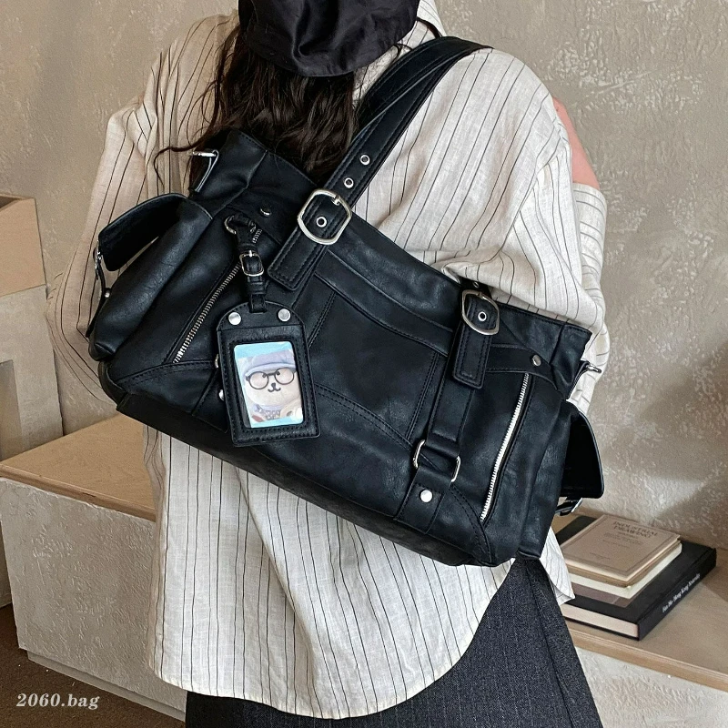 Fashionable Large-capacity Motorcycle Bag, Women's Lightweight Design Suitable for Various Occasions Single-shoulder Tote Bag.