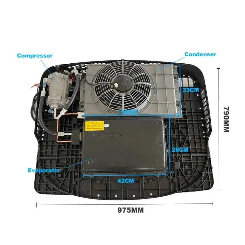 أنظمة تكييف الهواء بمروحة ذات سعة تبريد عالية للمحرك الكهربائي 12 فولت 24 فولت مكيف هواء لوقوف السيارات للشاحنة #2