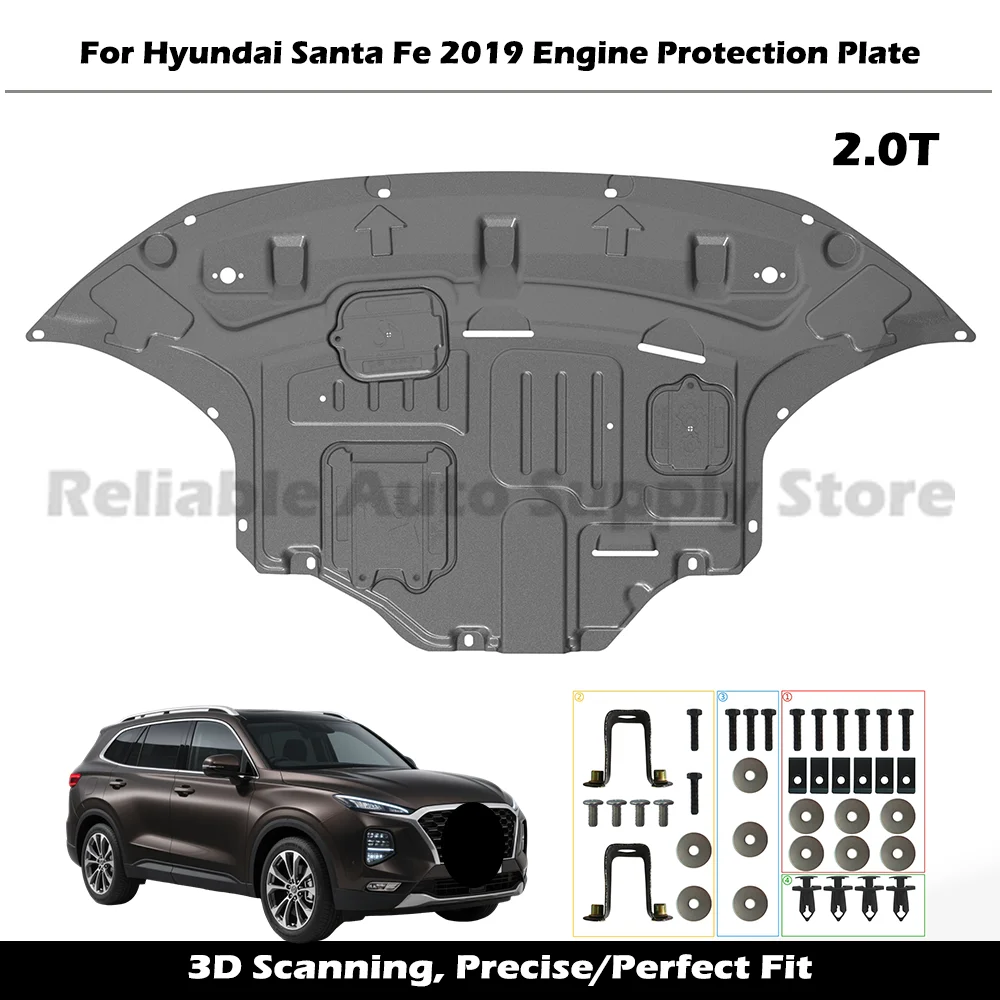 

High Quality Alloy Engine Guard Durable Underbody Protection Splash Proof Mud Flap Car Bottom Shield For Hyundai Santa Fe 2019
