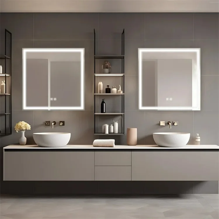 Luxury Modern Bathroom Vanity Set Customized for Hotels Integrated Double Basin and Sink Elegant Bathroom Cabinet