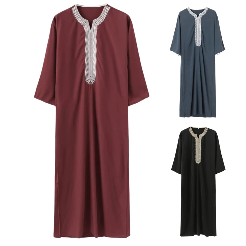 Mens Islamic Clothings Arab Robe Kaftan Robe Ethnic Robe Long Sleeve Islamic Robe Kaftan Festival Clothing for Boy Gifts