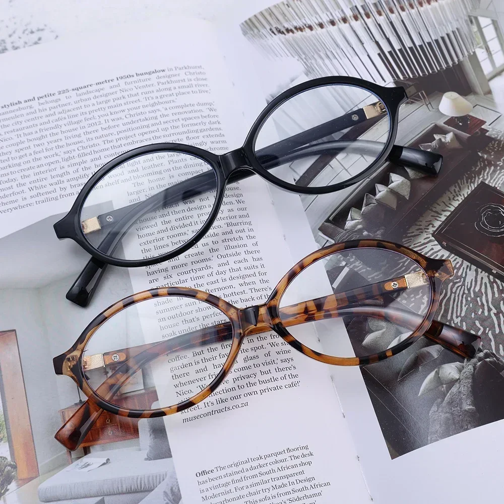 Retro-Ovalbrille für Damen im Leoparden-Design, süße, coole Brillen im Trend-Stil, Marken-Lesebrille, Computerbrille mit Blaulichtfilter – Detail 20