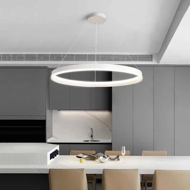 Imagem -03 - Nordic Minimalista Rodada Anel Led Lustres Sala de Estar Sala de Jantar Escritório Quarto Pendant Light Pendurado Lâmpadas Lustre Home Decor