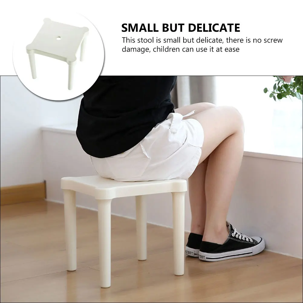 Portable Small Stool Thick Plastic Detachable Low Chair Hollow Breathable Comfortable Stable Load-Bearing White Plastic Stool