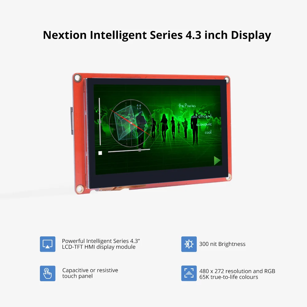 NEXTION 4.3'' LCD TFT HMI Display NX4827P043-011R/C Capacitive/Resistive Screen with RGB 65K True-To-Life Colors no Enclosure