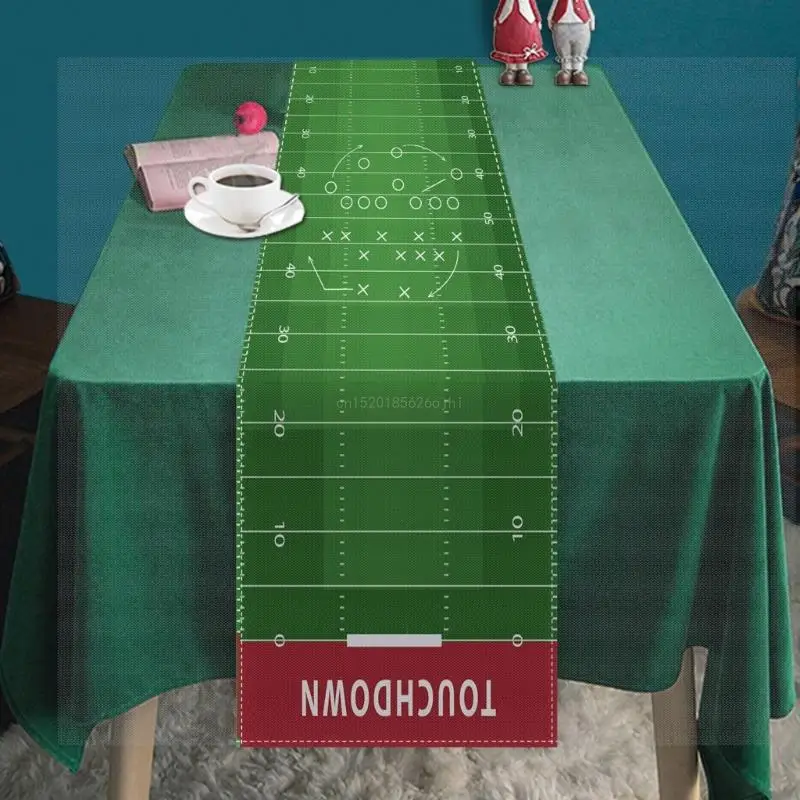 

American Football Courts Table Runner Dresser Scarves Long Grass Lawn Tablecloth Kitchen Football Table Runner Decoration GXMF