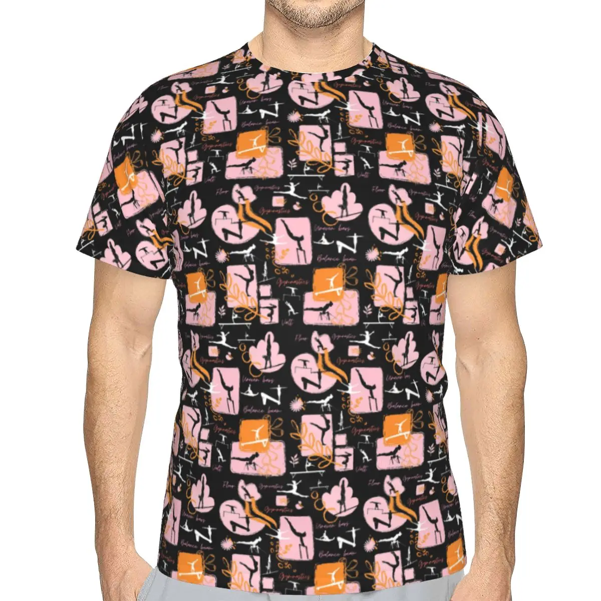 Artistic Gymnastics Print 100% Cotton T-Shirt Men'sClassic T Shirts Men Round Neck Short Sleeve