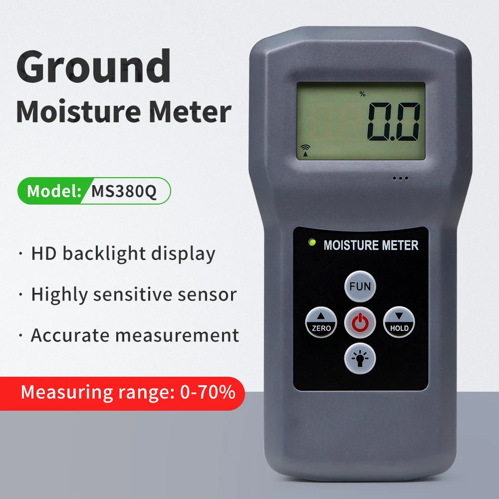 MS380Q Wall Floor Moisture Meter 0-70% Timber Detector for Drywall Building Materials Damp Humidity Tester