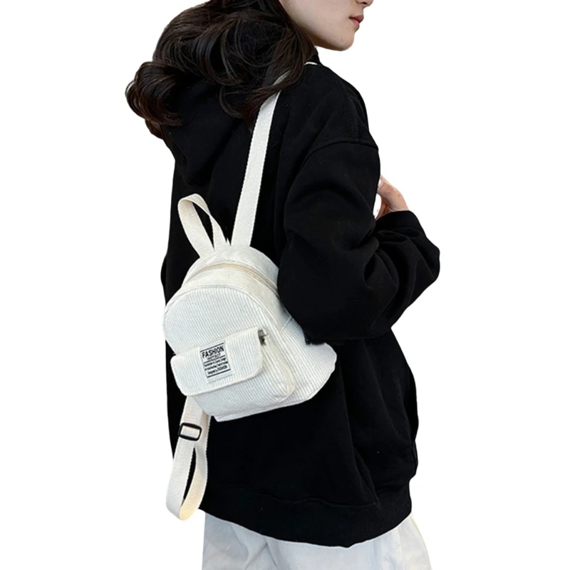 Ransel Bepergian untuk Wanita Ransel Mini Ransel Sekolah Ransel Korduroi Dropship