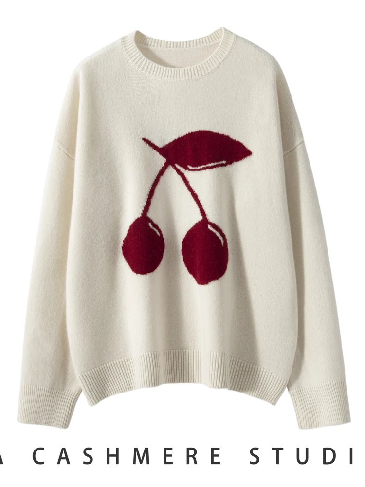 

High Quality Women 100% Cashmere Sweater Simple Loose Style O Neck Pullover Autumn Winter Soft Comfy Knitted