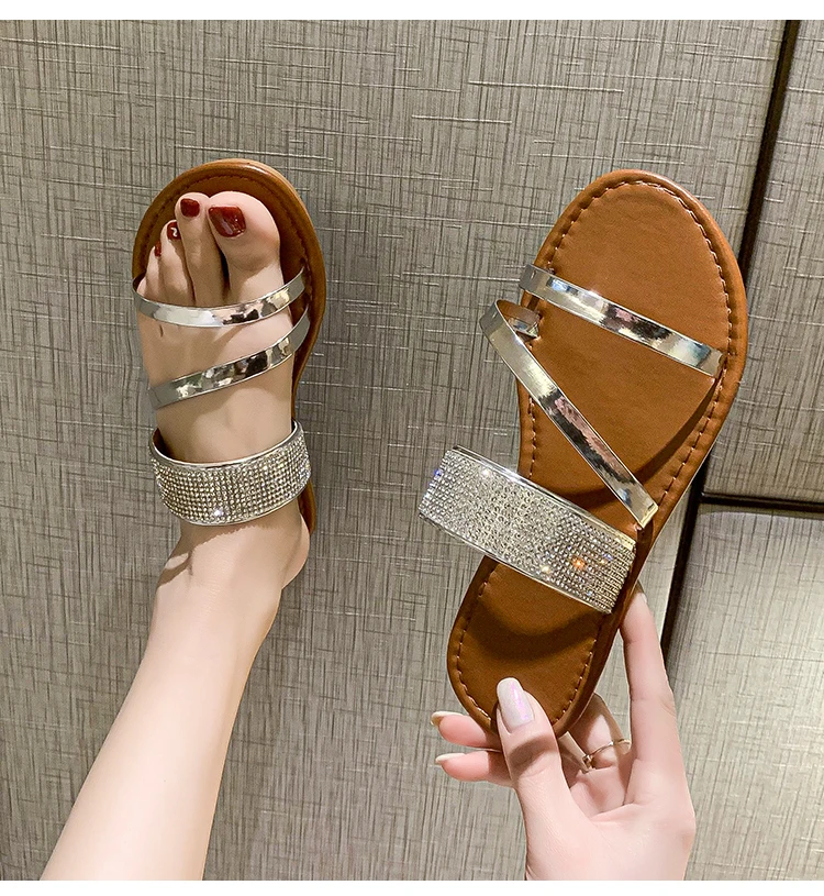 Slippers Women Summer 2023 Casual Comfortable Sandals Home Bedroom Beach  Promotion Luxury Gold Silver