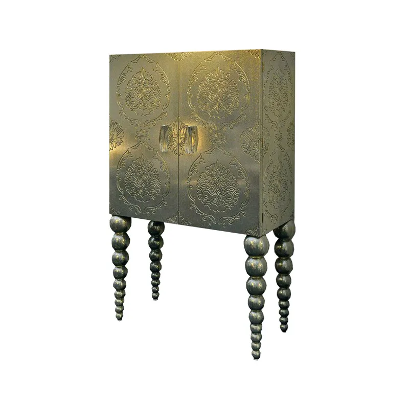 Hh2cc Neoclassical  solid wood carving flower wine cabinet partition cabinet living room entrance cabinet