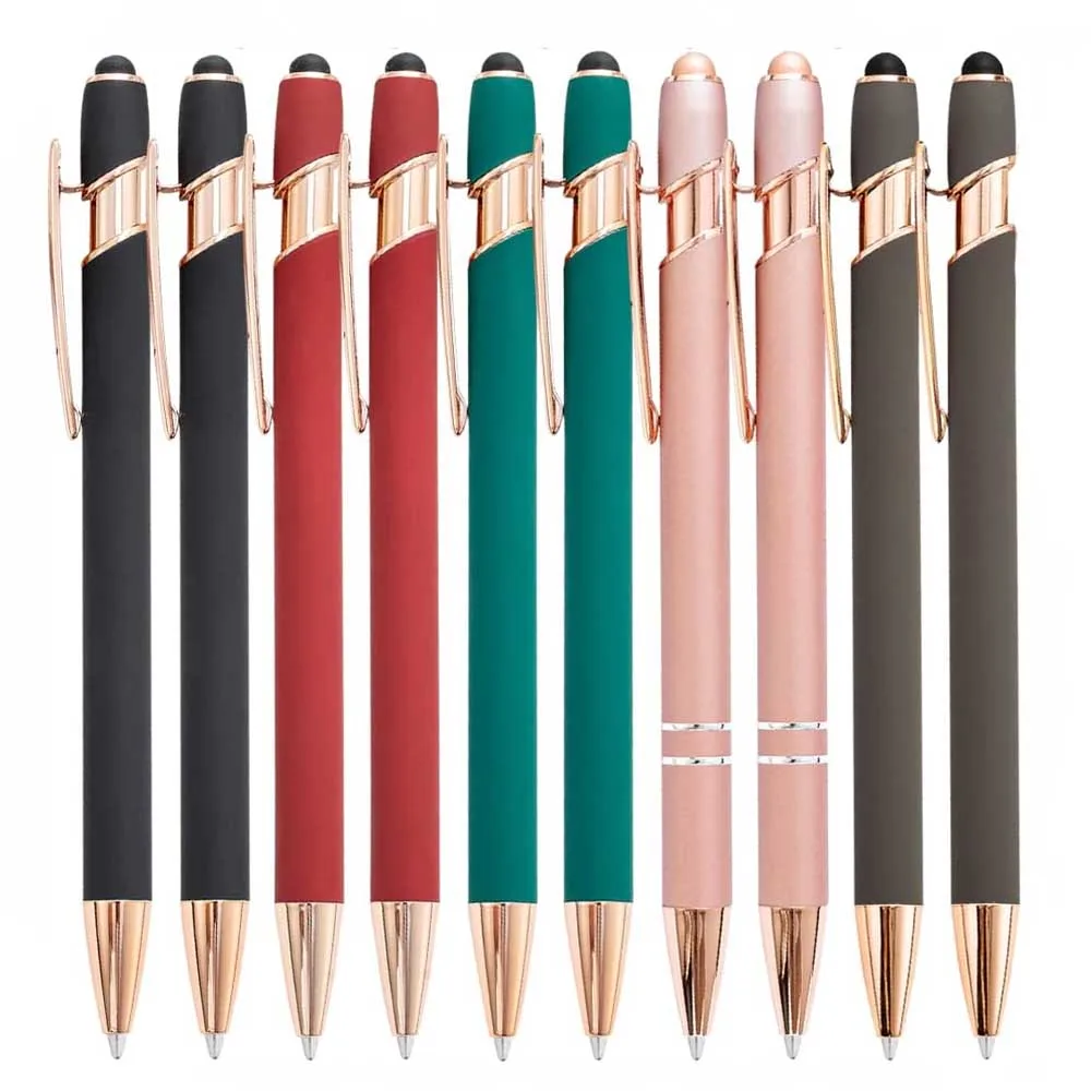 5-10er-Pack 2-in-1 Stylus-Stift, einziehbarer Kugelschreiber mit Stylus-Spitze für Touchscreens, Metall, 1,0 mm schwarze Tinte – Detail 4