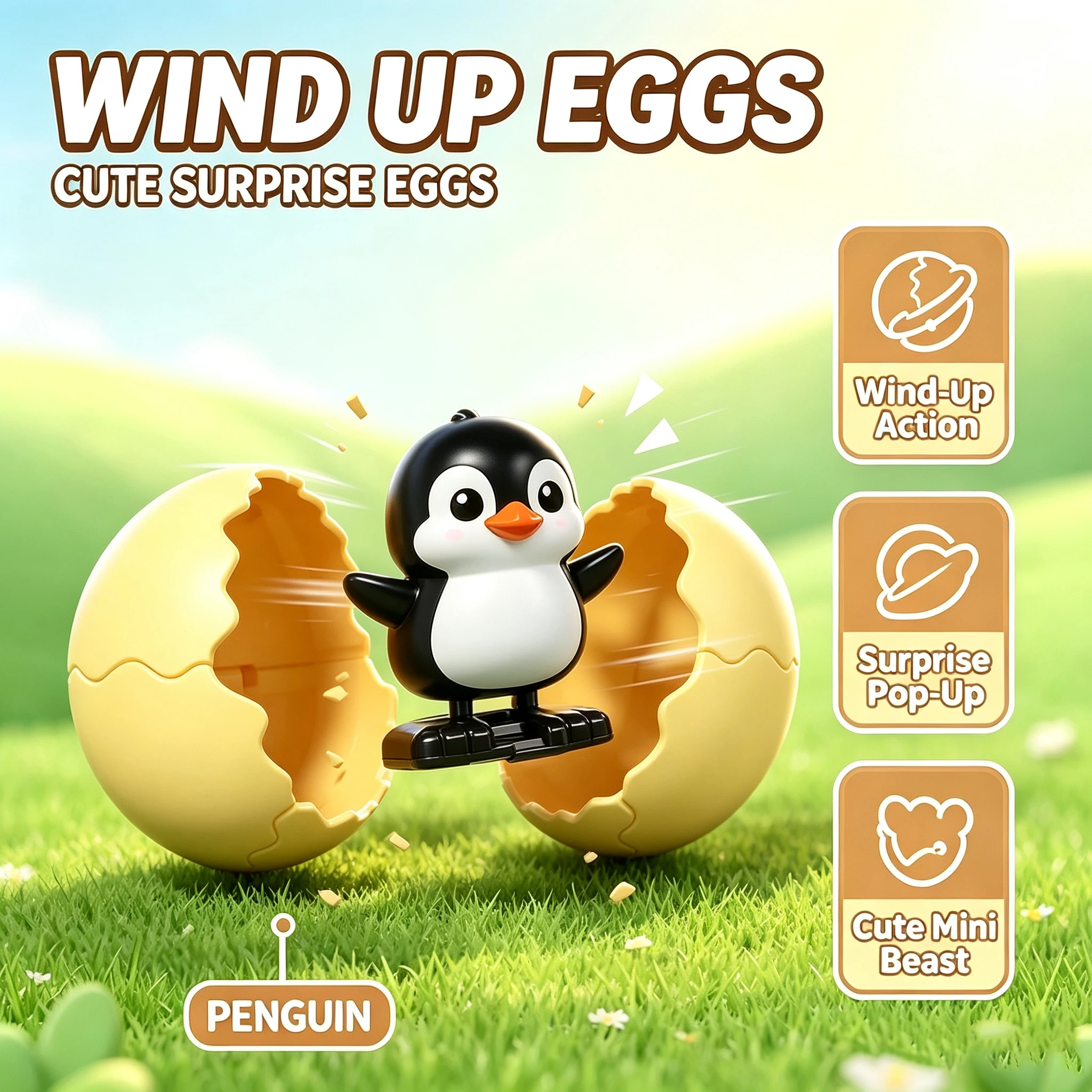 Hatching Dino Egg Capybara, Wind-Up Pop-Up Walking Toy, Surprise Educational Gift for Kids  ﻿