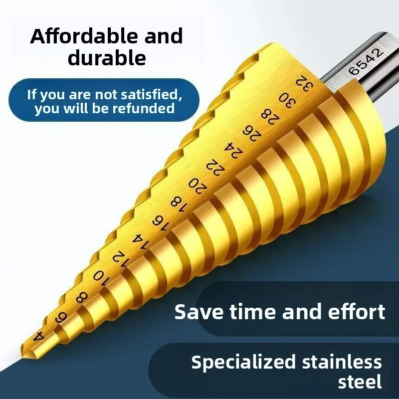 HSS Step Drill Bit 4-12mm 4-20mm 4-32mm Hex Titanium Cone Hole Cutter Multifunction Reamer Plate Iron Aluminum Plate Drilling Me
