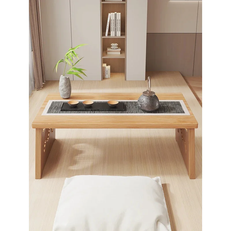 Simple tatami teasolid wood kang several bay window small tea internet red squarebalcony d