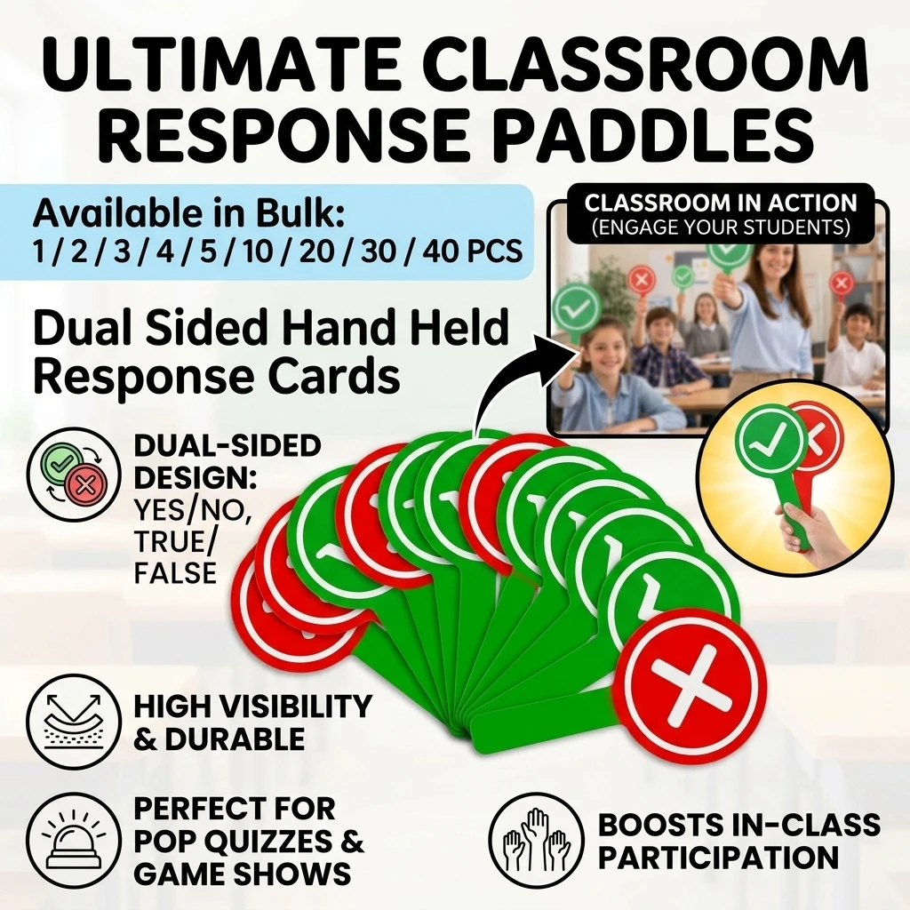  1/2/3/4/5/10/20/30/40PCS Dual Sided Hand Held Response Card Red Green Yes No Voting Handheld Signs for Classroom Game