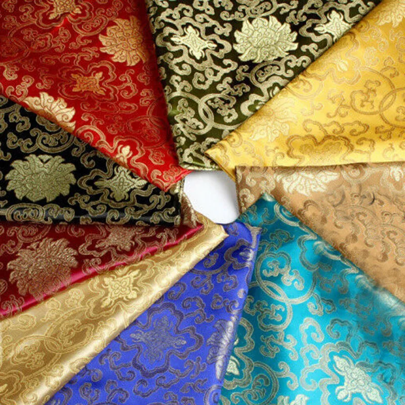 50x90cm Rich Flower Brocade Fabric DIY Sewing Ancient Costume Hanfu Fabrics Festive Scene Curtain Tablecloth Decoration Material