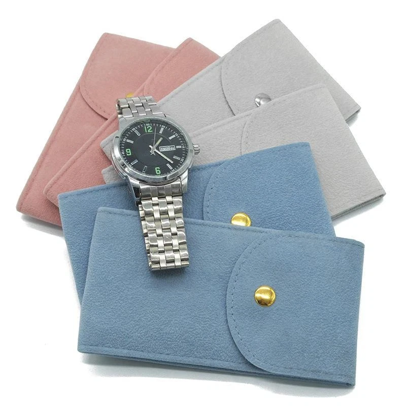 New Velvet Watch Storage Bag Soft Scratch Proof Lining Snap Closure For Daily Travel Protection