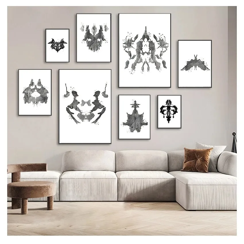 Art Canvas Painting Psychologist Gift Psychological Test Posters and Prints Pictures Clinic Decor Rorschach Test Watercolor Wall