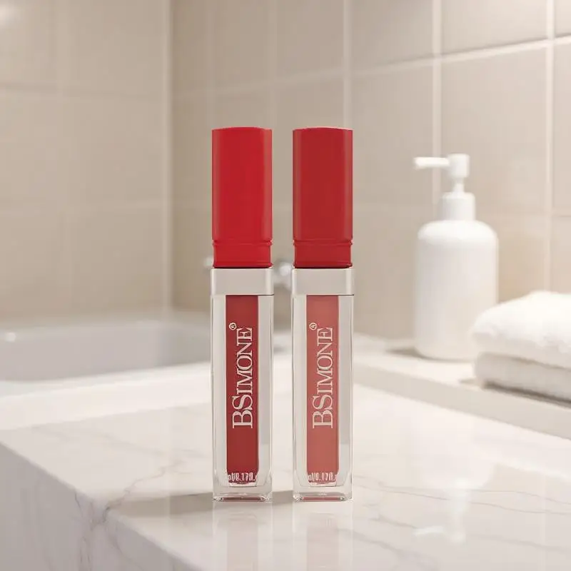 BSIMONE 매트 립 글로스 리퀴드 립스틱- 롱래스팅 방수, 성인용, 레드톤, 발색 용이