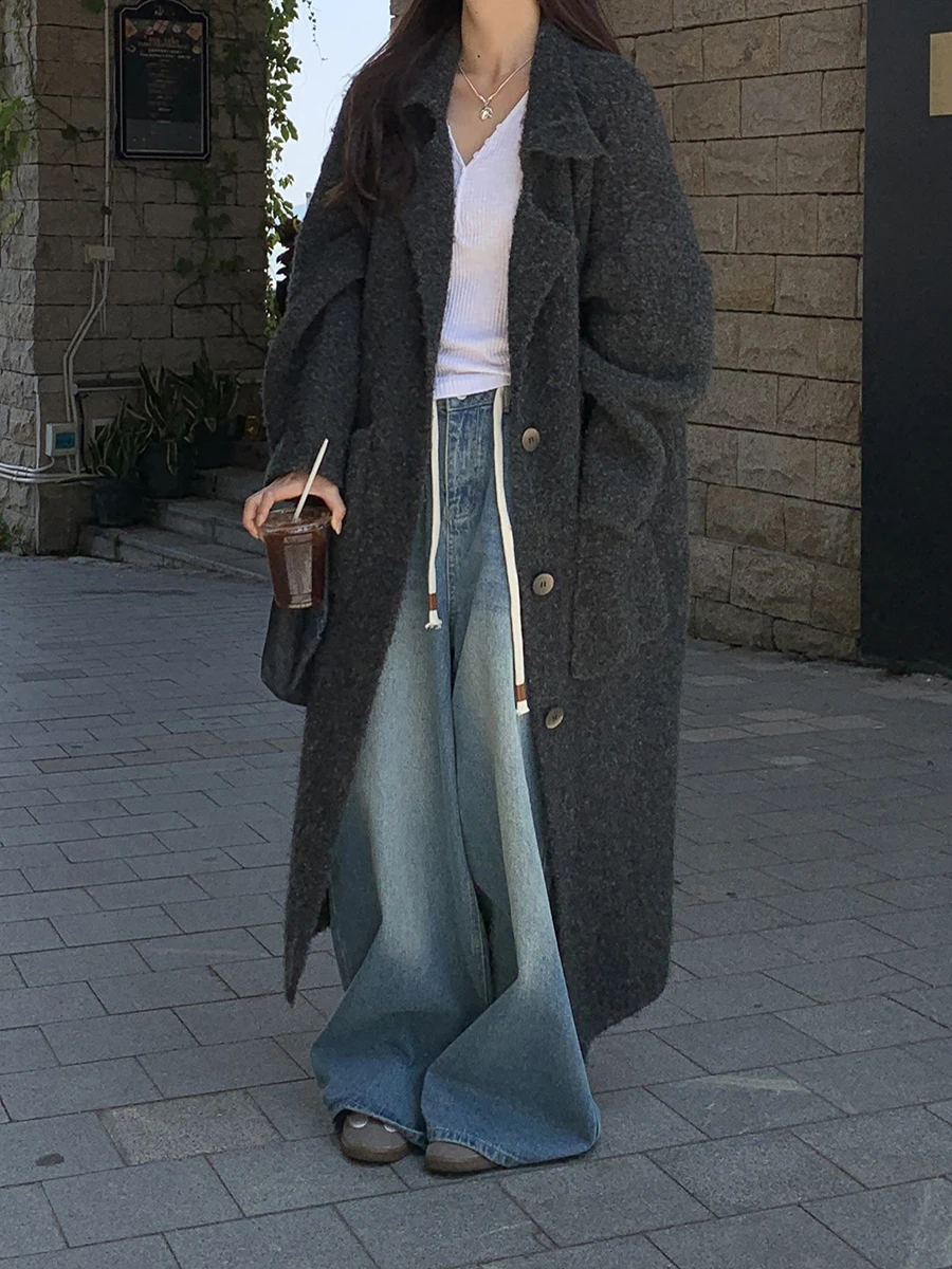 

Loose Long Sve Knitted Sweater Coat Women's Spring New Sle Casual High-End Feeling Top G Sle Korean Version