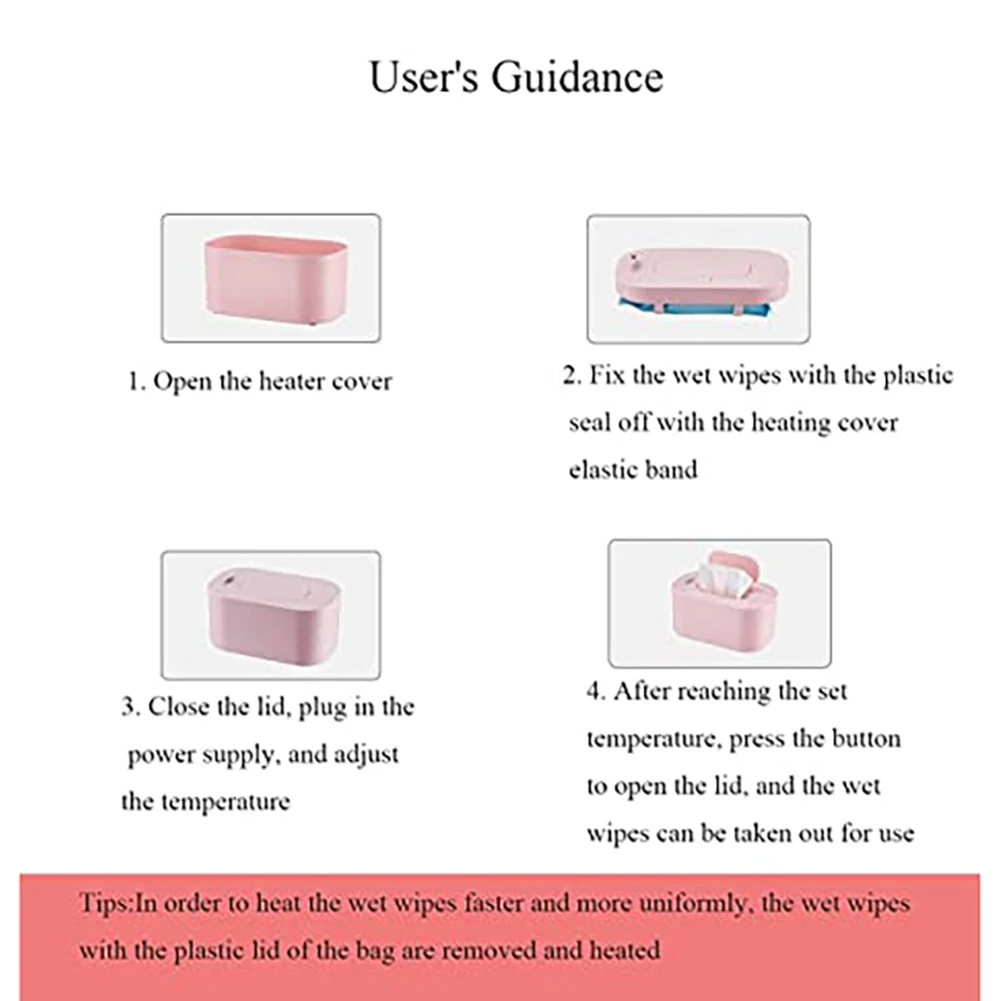 아기 물티슈 워머 히터, 젖은 수건 디펜서 냅킨 가열 상자, 가정 및 자동차 사용, 미니 물티슈 워머 케이스, 물티슈 핑크, 신제품