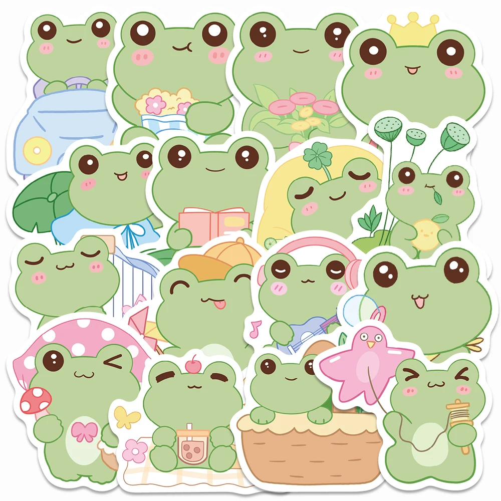 

50PCS Funny Frog Stickers Cartoon Animals Decals For iPad Laptop Luggage Hand Account Guitar Notebooks Toy Graffiti Stickers