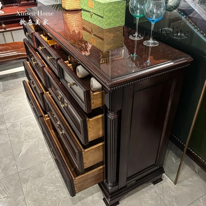 

BJ American All Solid Wood Nine Chest Storage Cabinet Living Room Storage Drawer Cabinet Bedroom Bedside Cabinet