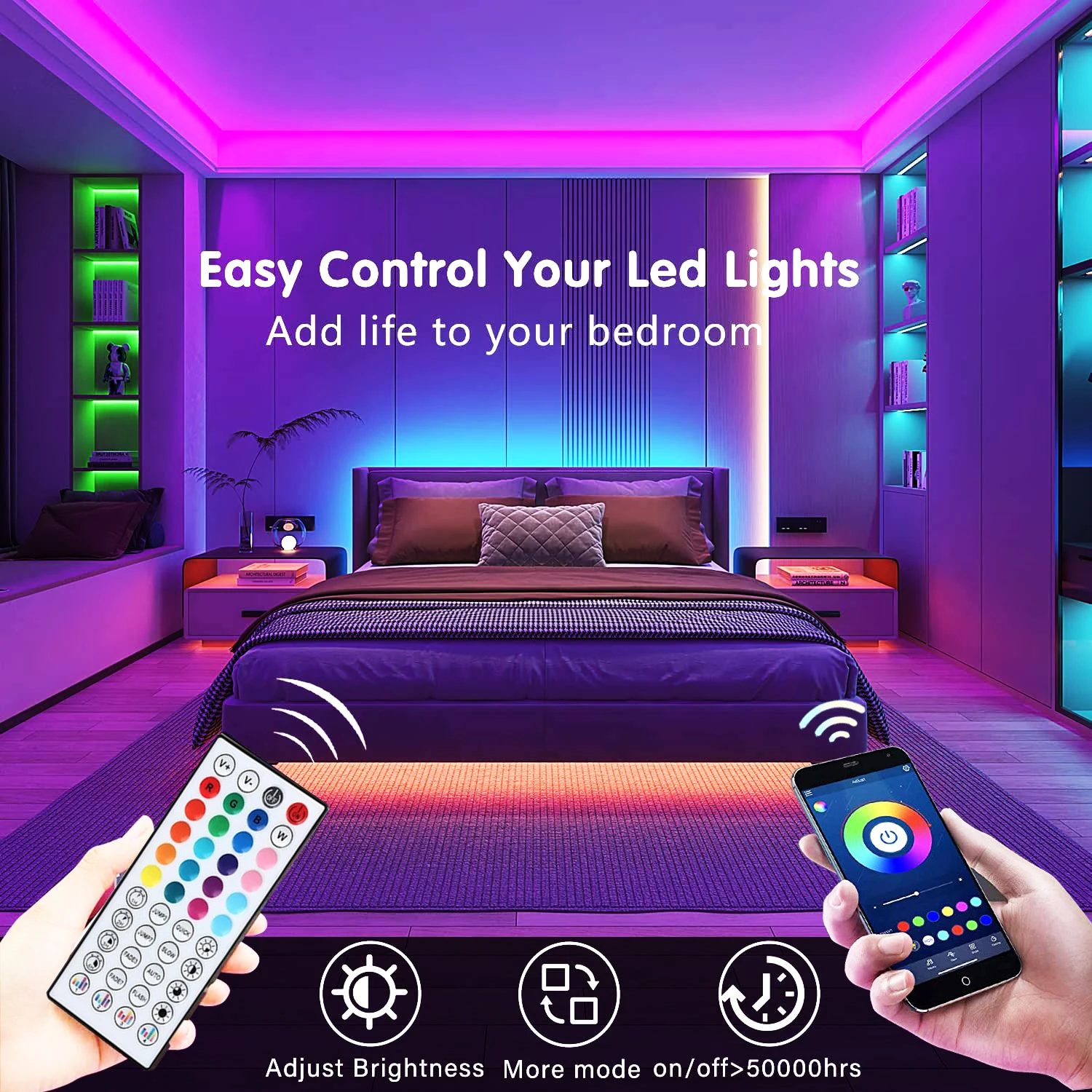 Led Strip Lights 10m 20m 30m 40m Led Lights for Room Music Sync Led Tape Flexible Ribbon for Home Bedroom Party Decoration