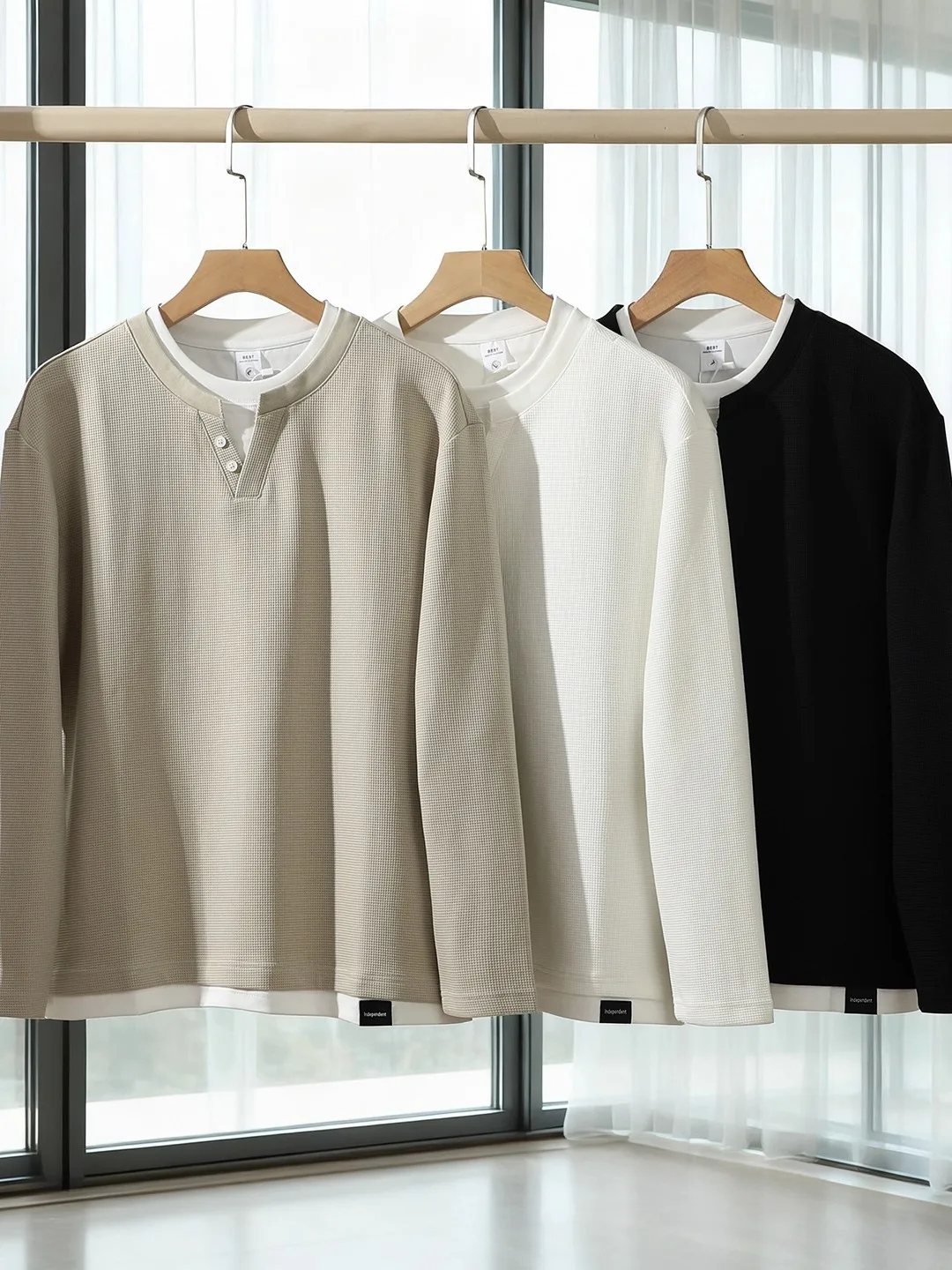 

Мягкий вязаный свитшот с меланжевой текстурой для мужчин, свободный крой, круглый вырез, осенняя новинка, дышащая повседневная одежда для молодежи