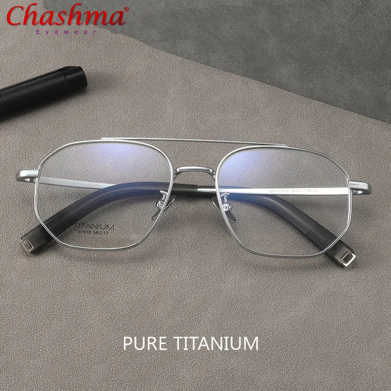 Pure Titanium Aviation Glasses Frame Men Pilot Optical Prescription Eyeglasses Myopia Large Face Ultralight Eyewear 07518