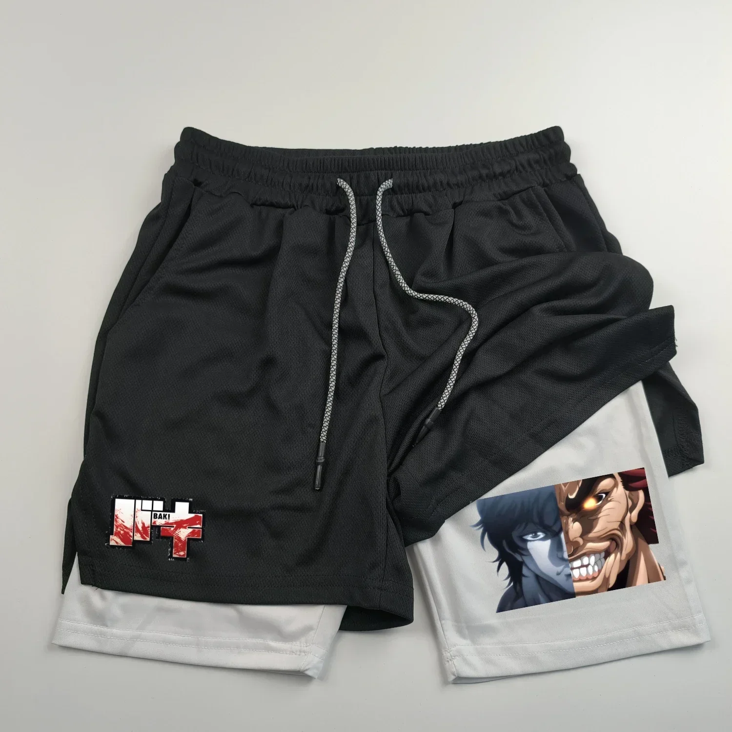 كارتون باكي الرجال السراويل الصيف ضغط قصيرة طبقة مزدوجة رسالة التجفيف السريع السراويل اللياقة البدنية رياضية تجريب Sho #4