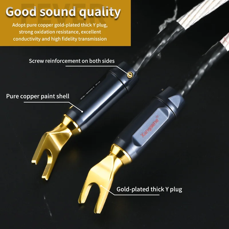 Audiophile Microspace Monocrystalline Copper Silver-plated Audio Speaker Cable Pure Copper Gold-plated Plug HIFI Speake