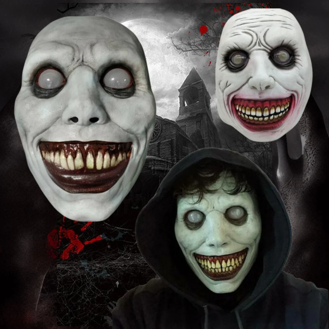 Creepy Halloween Mask Smiling Demons Horror Face Masks The Evil Cosplay Props Party Masquerade Halloween Mask Clothing Accessor