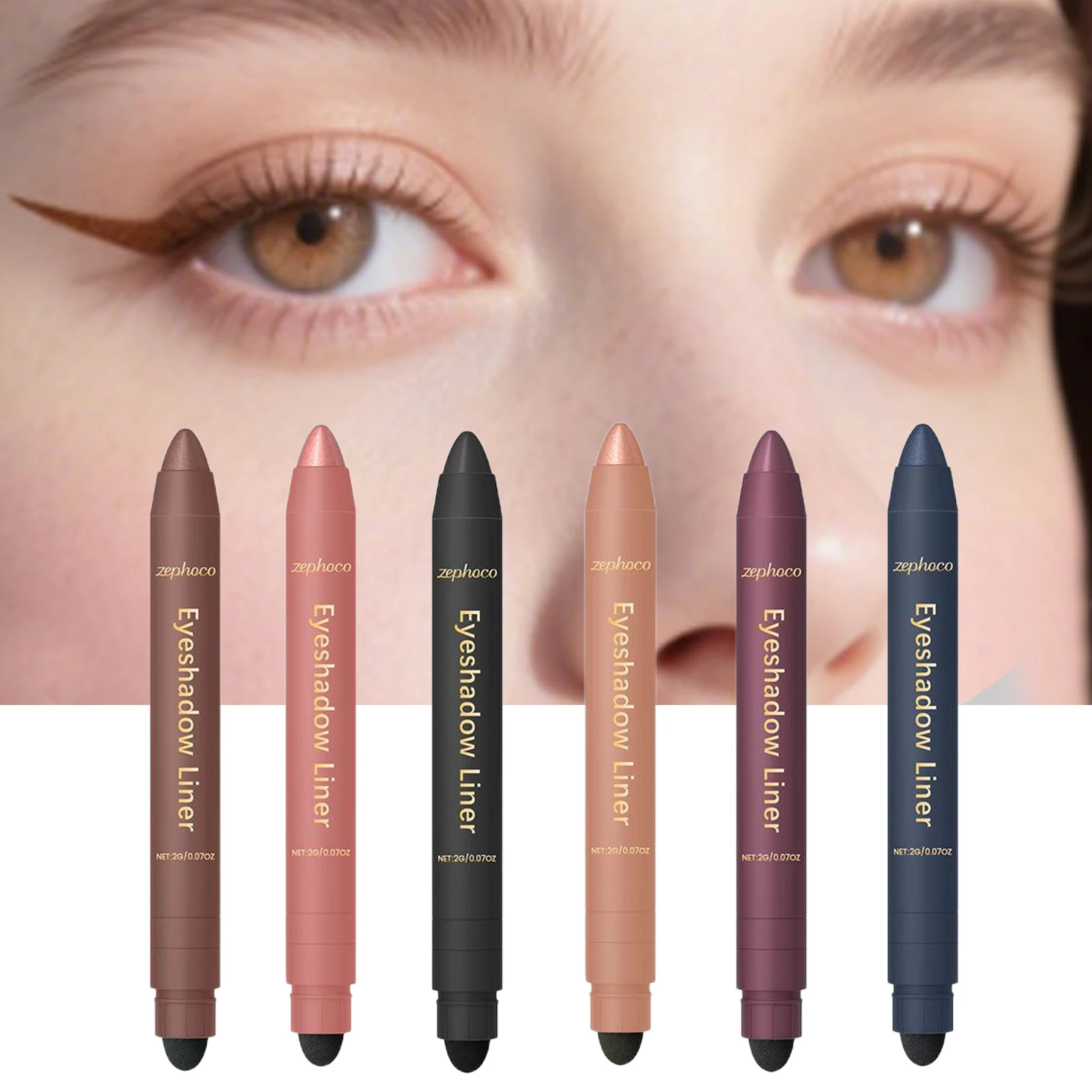 

2 in 1 Eyeliner Waterproof and Sweatproof Long-Lasting Black Eyeliner Smudge-Proof Color Rendering Quick-Drying Under Eye Makeup