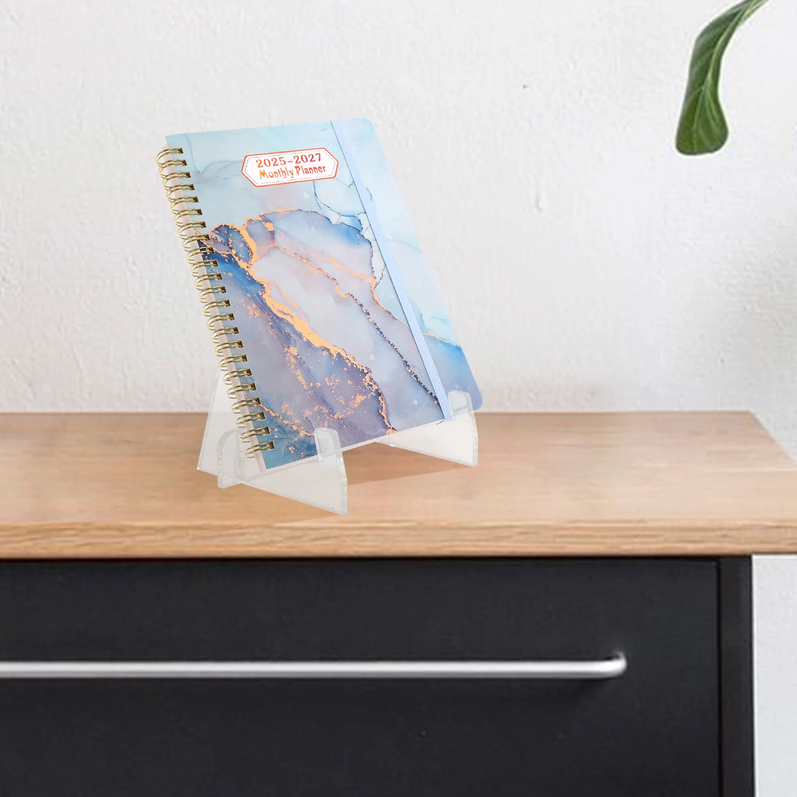 حامل عرض كتب سطح المكتب من الأكريليك، تصميم بسيط وواضح لمكتب المطبخ، حامل كتب الطبخ الشفاف، ألبوم الصور #2