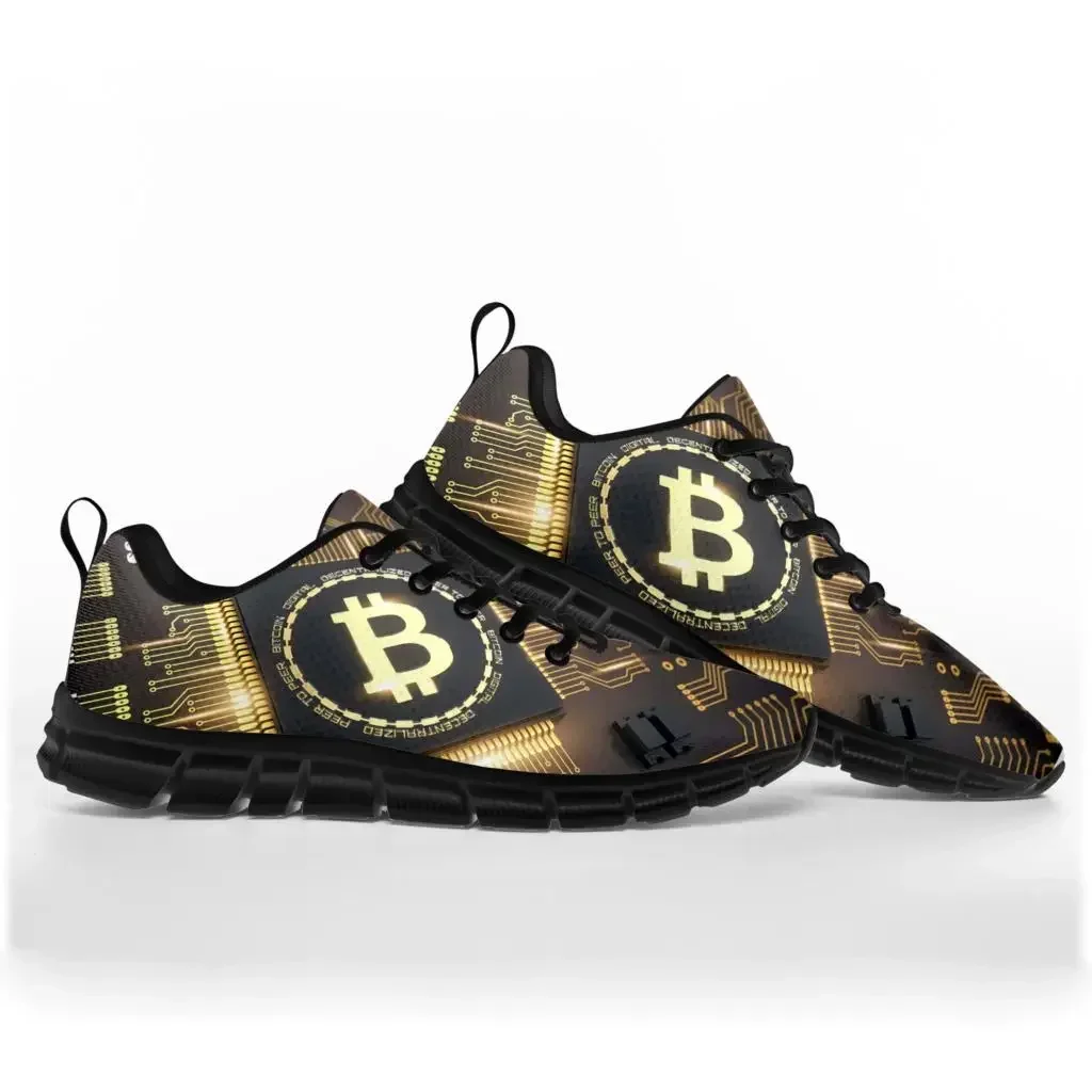 Unisex Bitcoin Cryptocurrency Miner Sneakers, BTC Coin Sports Shoes, Homens, Mulheres, Adolescente, Crianças, Personalizado, Alta Qualidade, Casal