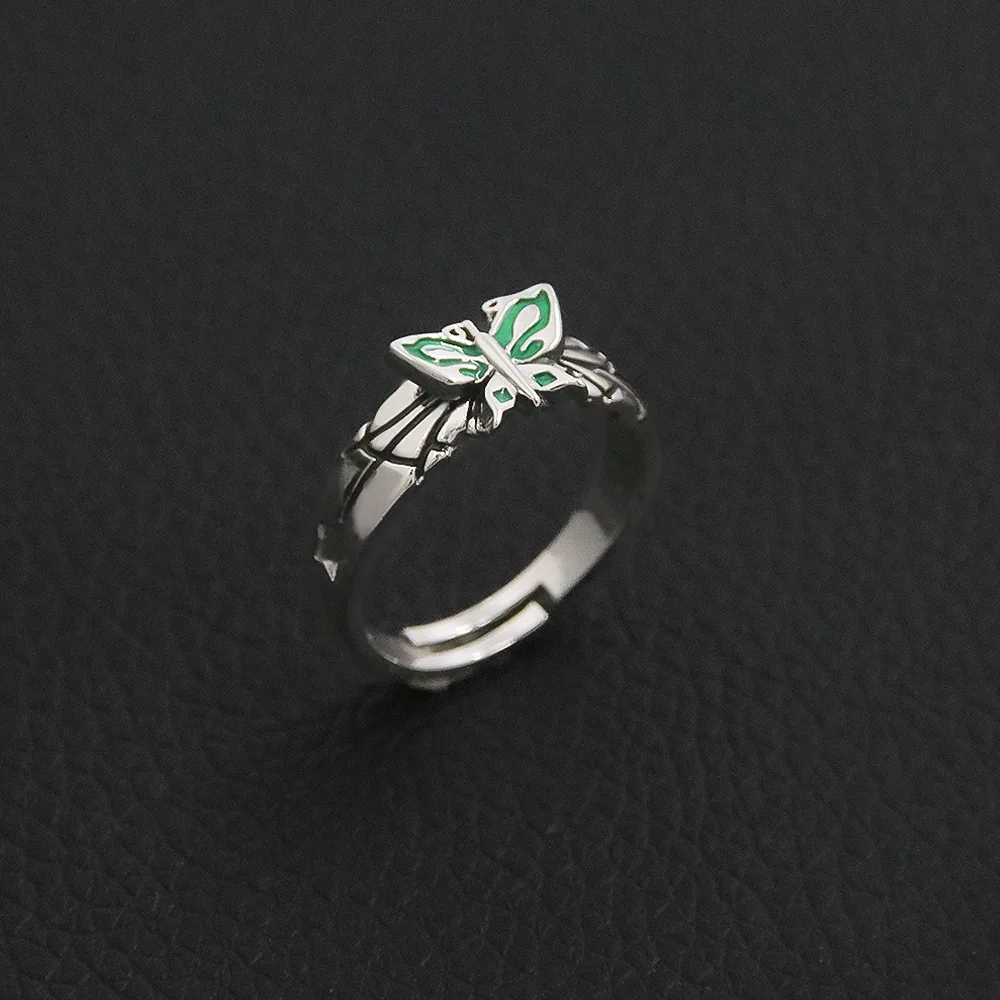 Bsarai JoJo's Bizarre Adventure Unisex Jolyne Cujoh mariposa ajustable Cosplay disfraz espada Cosplay anillo de Halloween