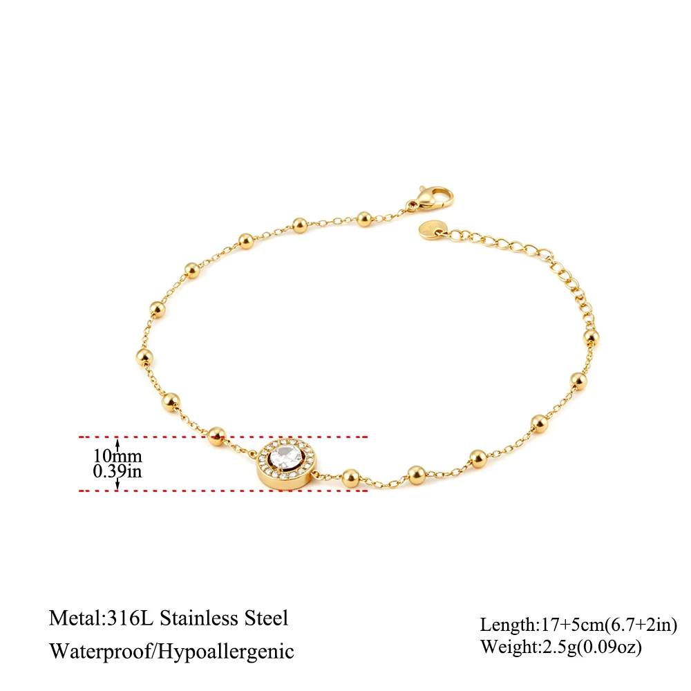 JeeMango Runde CZ-Anhänger-Halskette, Armband für Damen, weißer Zirkonia, Edelstahl, schlichter Luxus-Hochzeitsschmuck B26031 – Detail 12