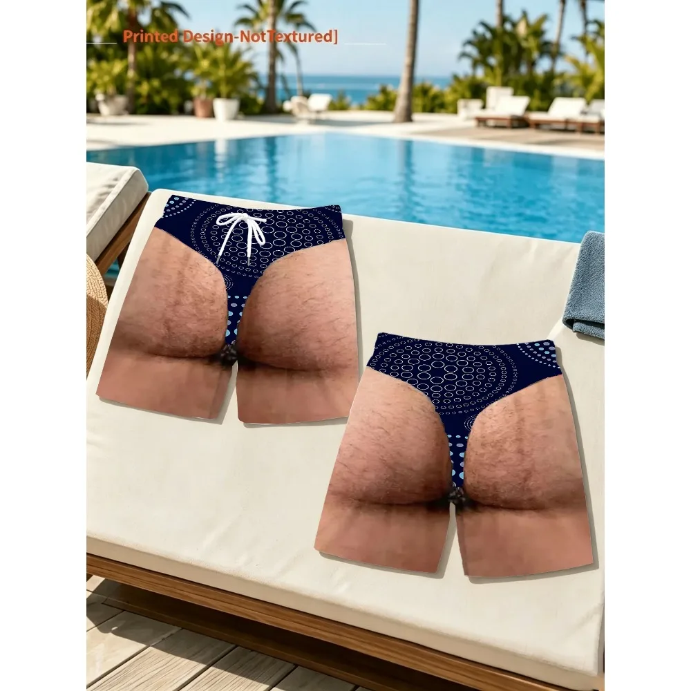 Funny 3D Print Men Swim Trunks Navy White Circle Geometric Dot All Over Pattern Novelty Prank Beach Shorts Gag Gift