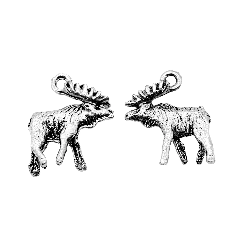 WYSIWYG 5pcs 18x16mm Animal Moose Charm Pendants Antique Silver Color Dinosaur Pendants Charms For Jewelry Making