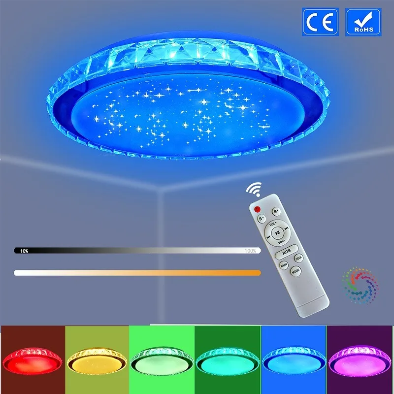 

LED Seven Color RGB Ceiling Light Remote Control Bluetooth Music Ceiling Light Mobile App Living Room Bedroom Atmosphere Light